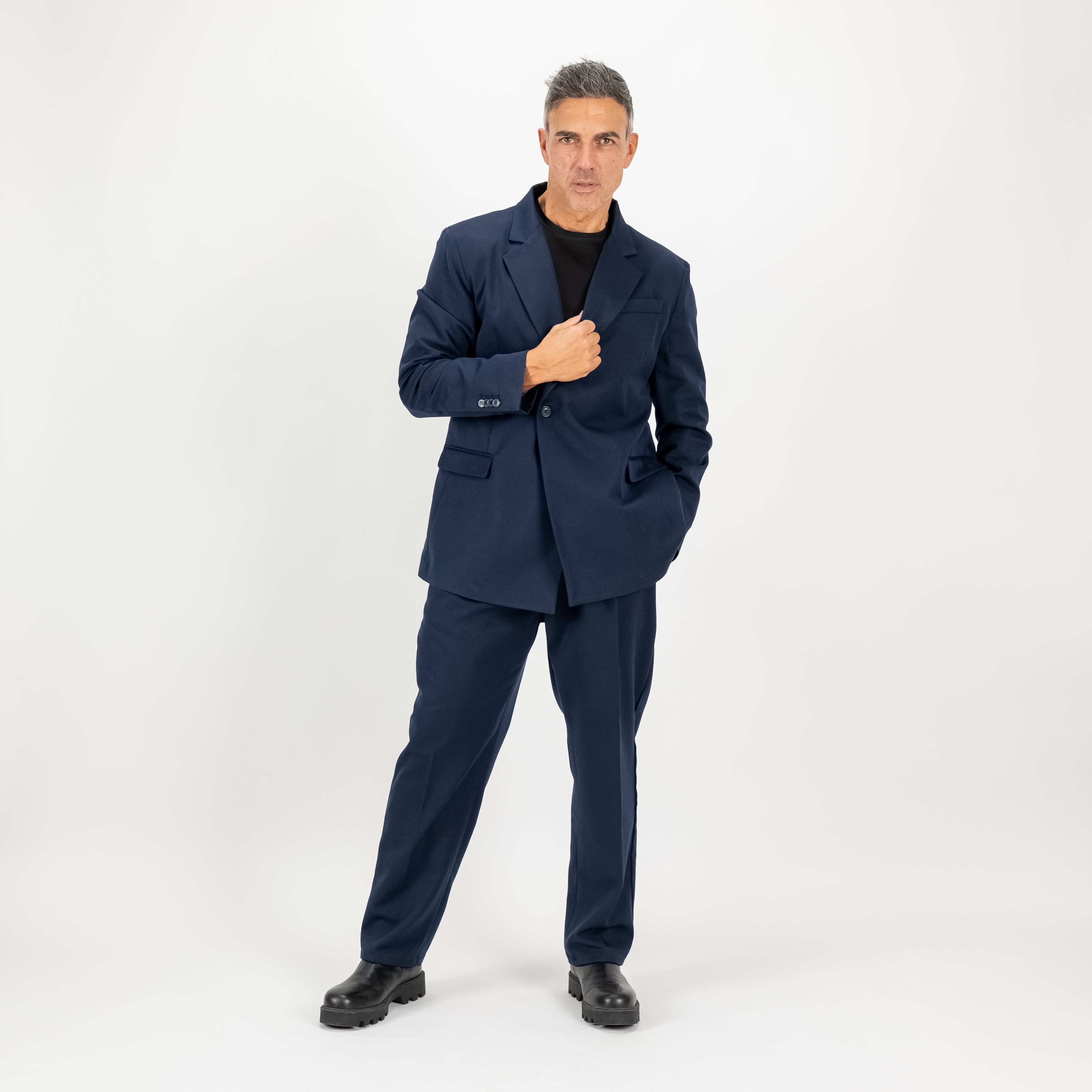 Oversized Single Button Dress - Midnight Blue