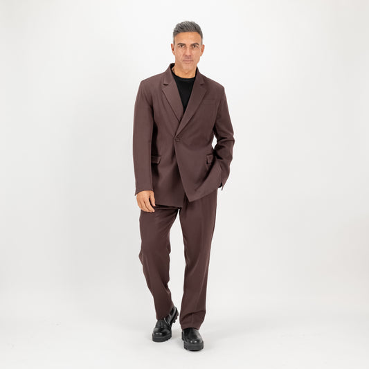 Abito oversize con bottone singolo - Marrone