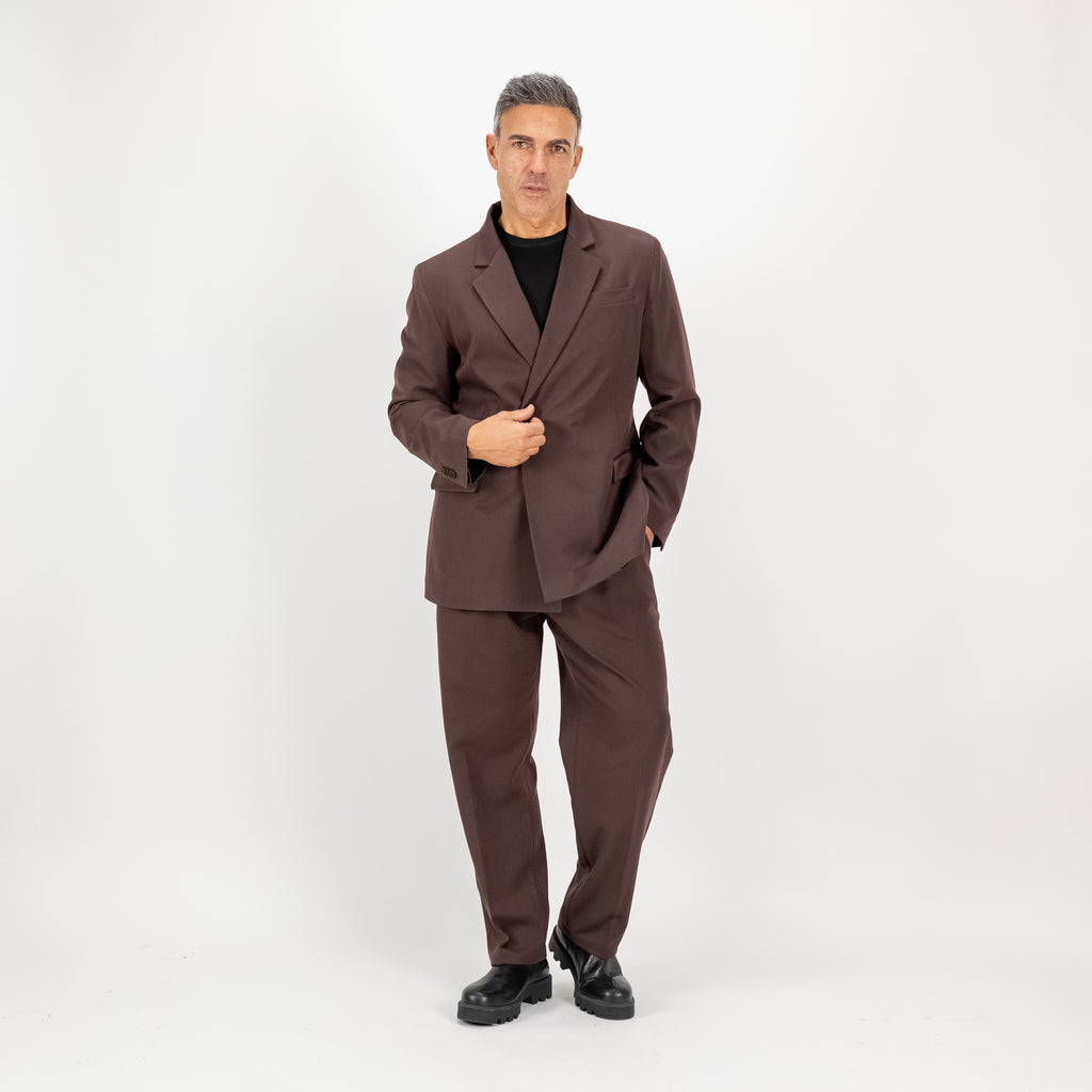 Oversized Single Button Dress - Brown