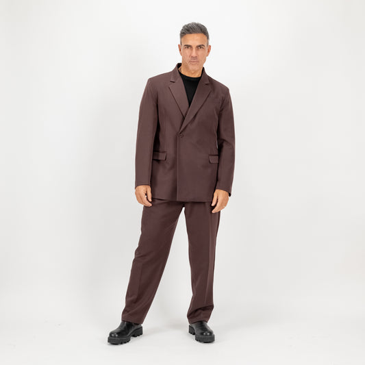 Abito oversize con bottone singolo - Marrone