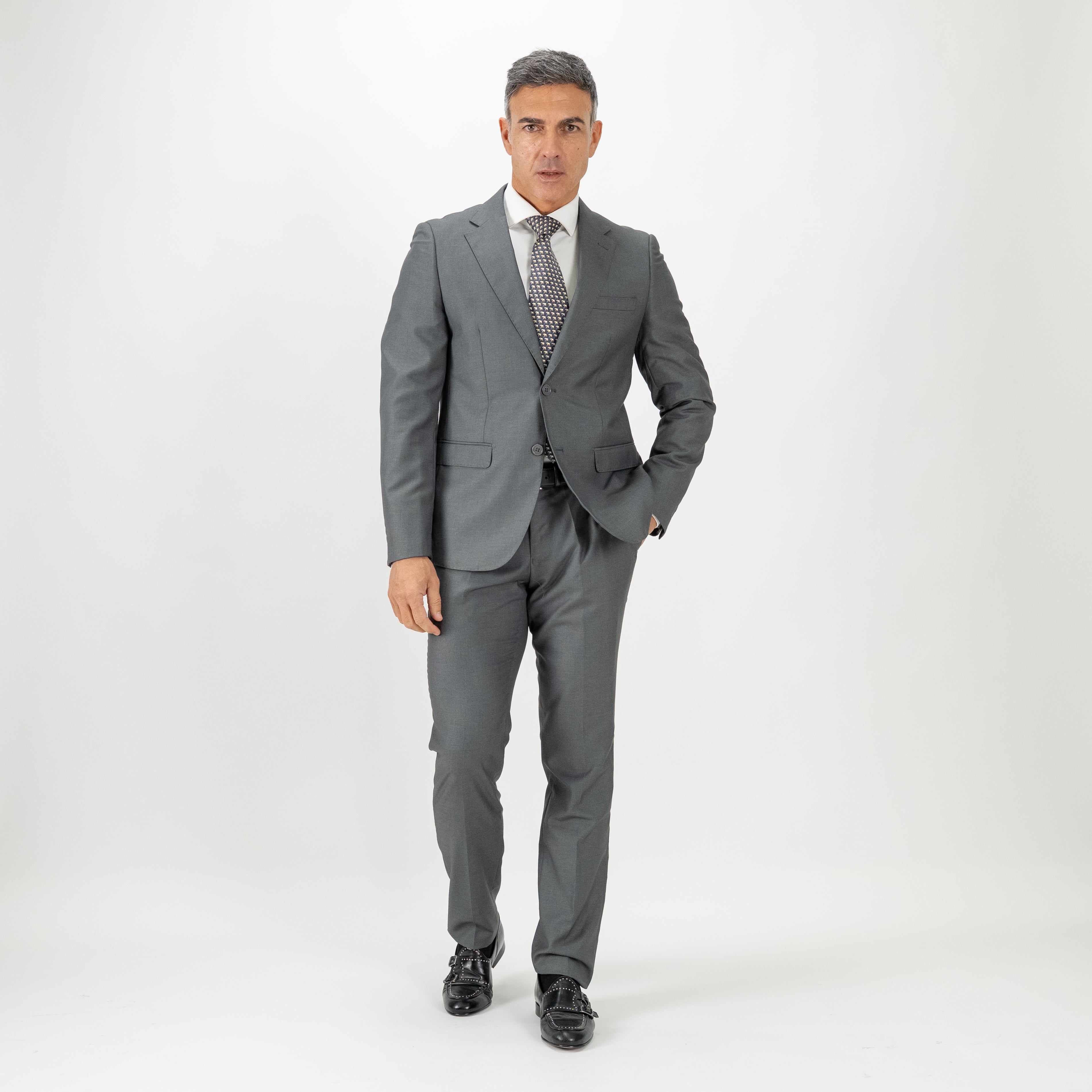 Single-breasted suit with cropped trousers - Grey