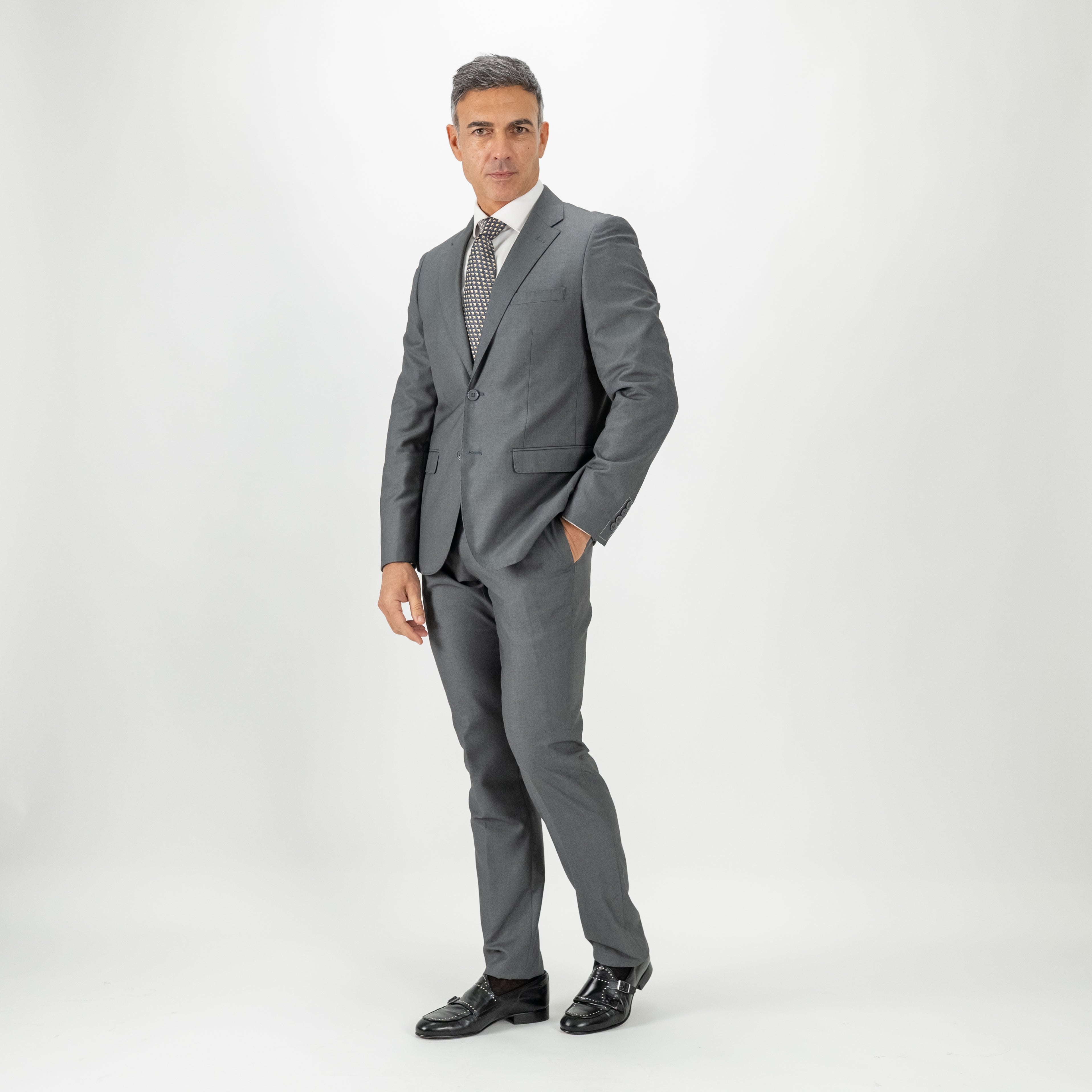 Single-breasted suit with cropped trousers - Grey