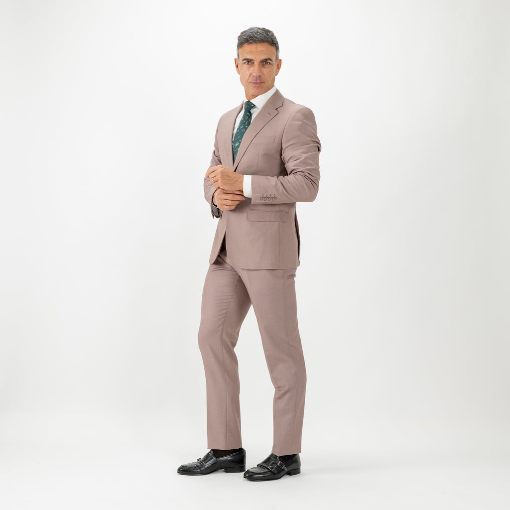 Abito monopetto con pantalone con molla - Tortora