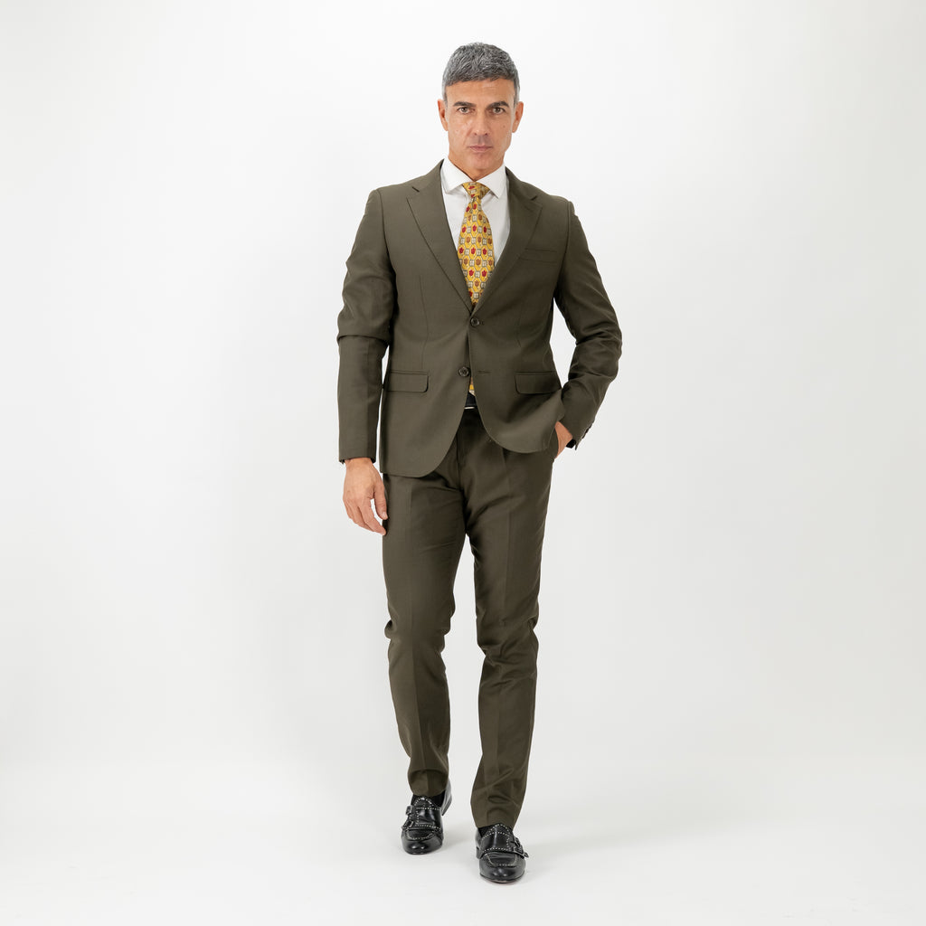 Traje de botonadura sencilla con pantalones - Verde oliva