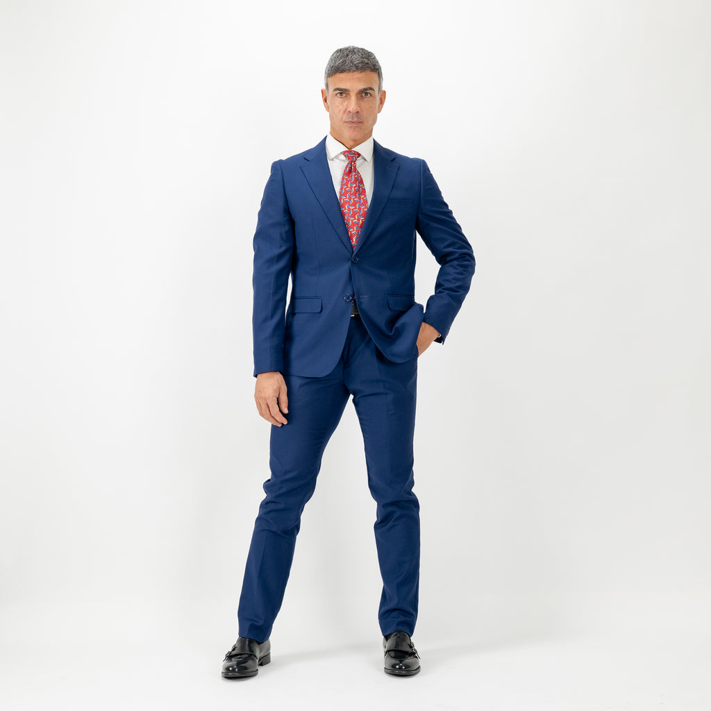 Traje de botonadura sencilla con pantalón cropped - Azul marino