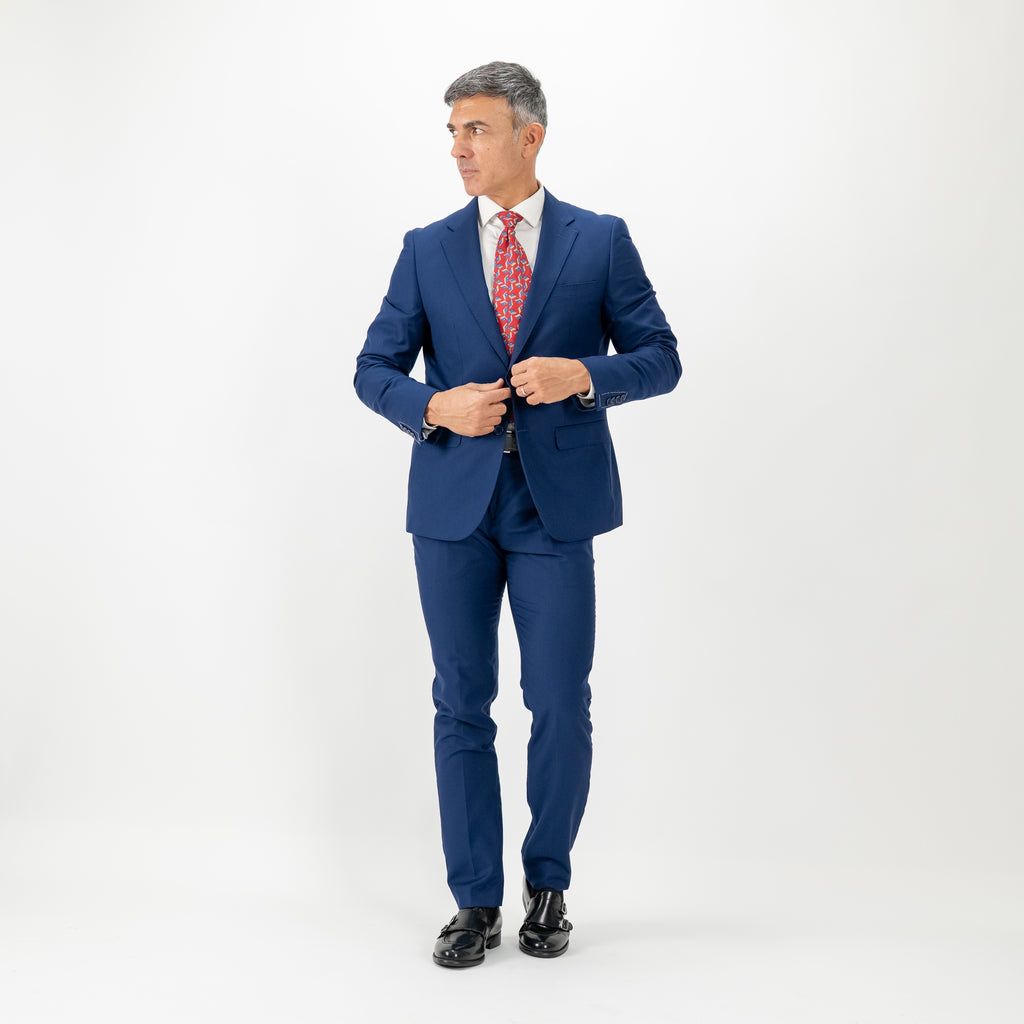 Traje de botonadura sencilla con pantalón cropped - Azul marino