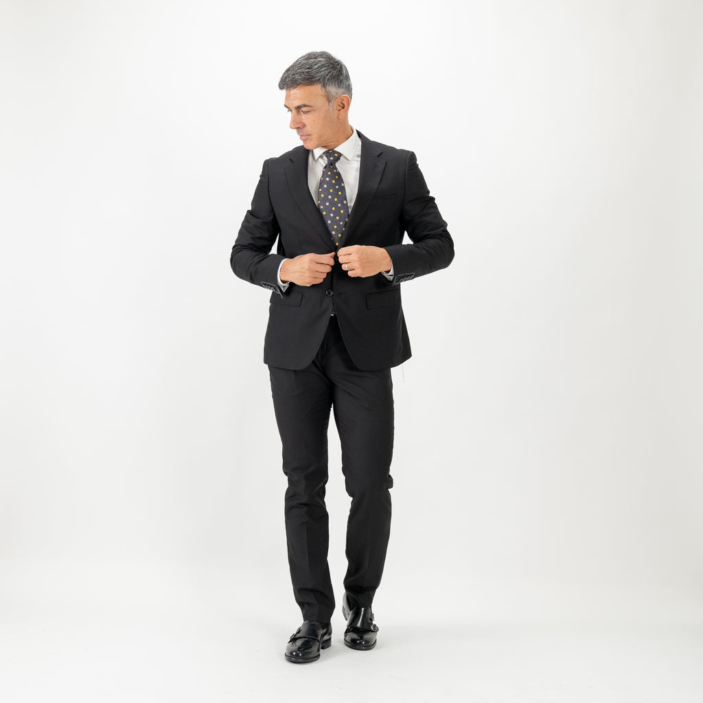 Single-breasted suit with cropped trousers - Black