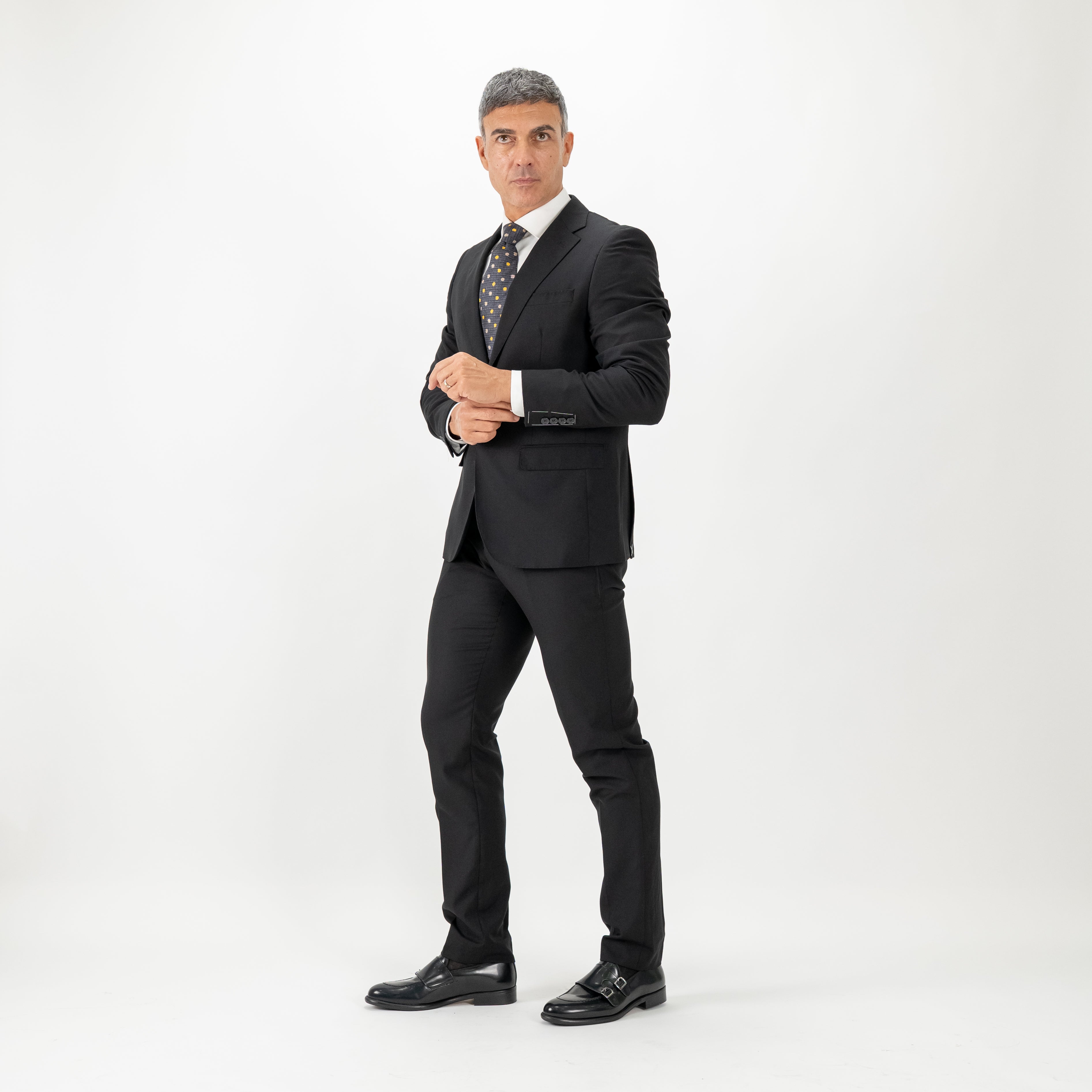 Single-breasted suit with cropped trousers - Black