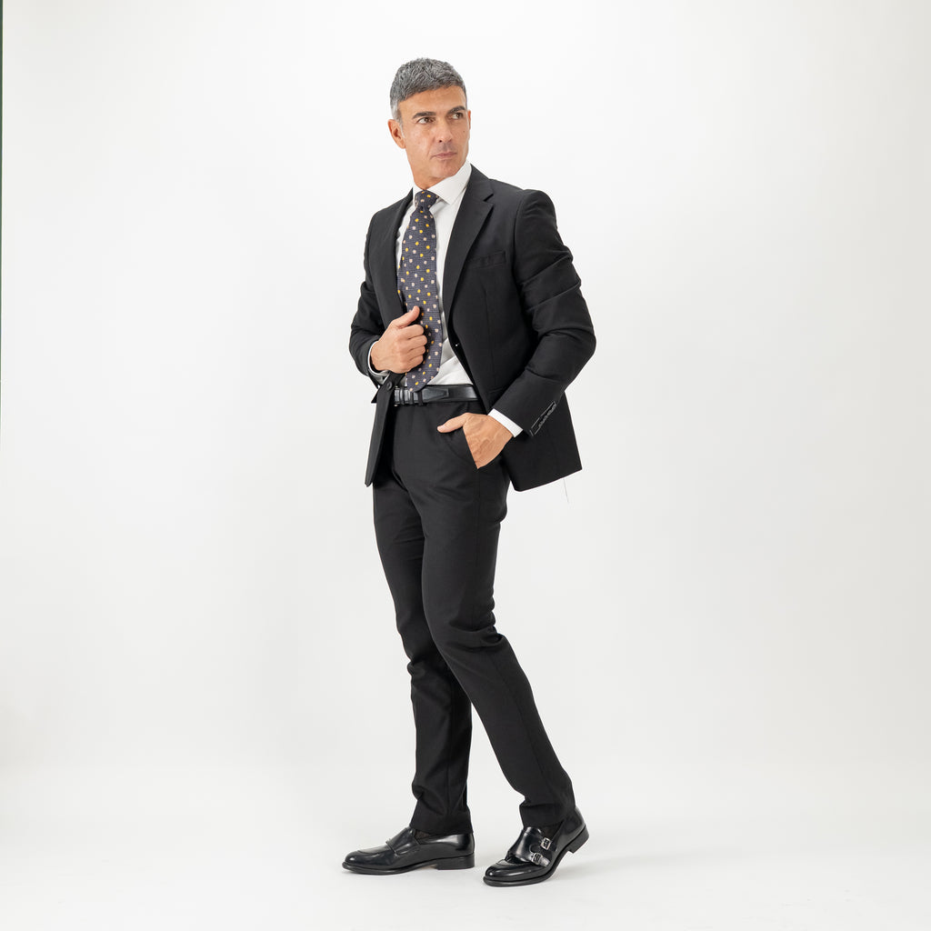 Single-breasted suit with cropped trousers - Black