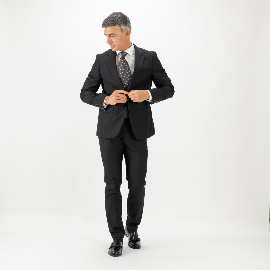 Single-breasted suit with cropped trousers - Black