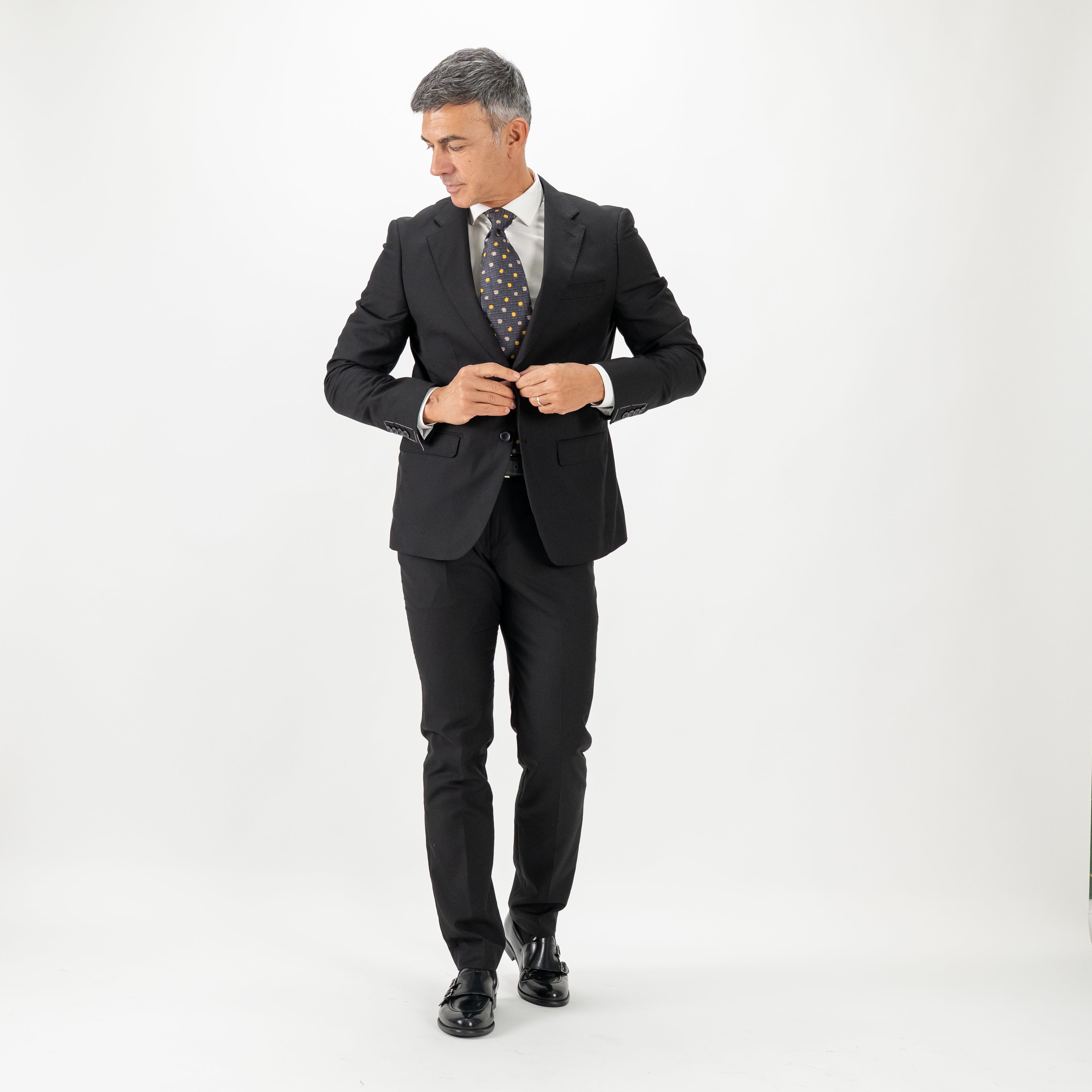 Single-breasted suit with cropped trousers - Black