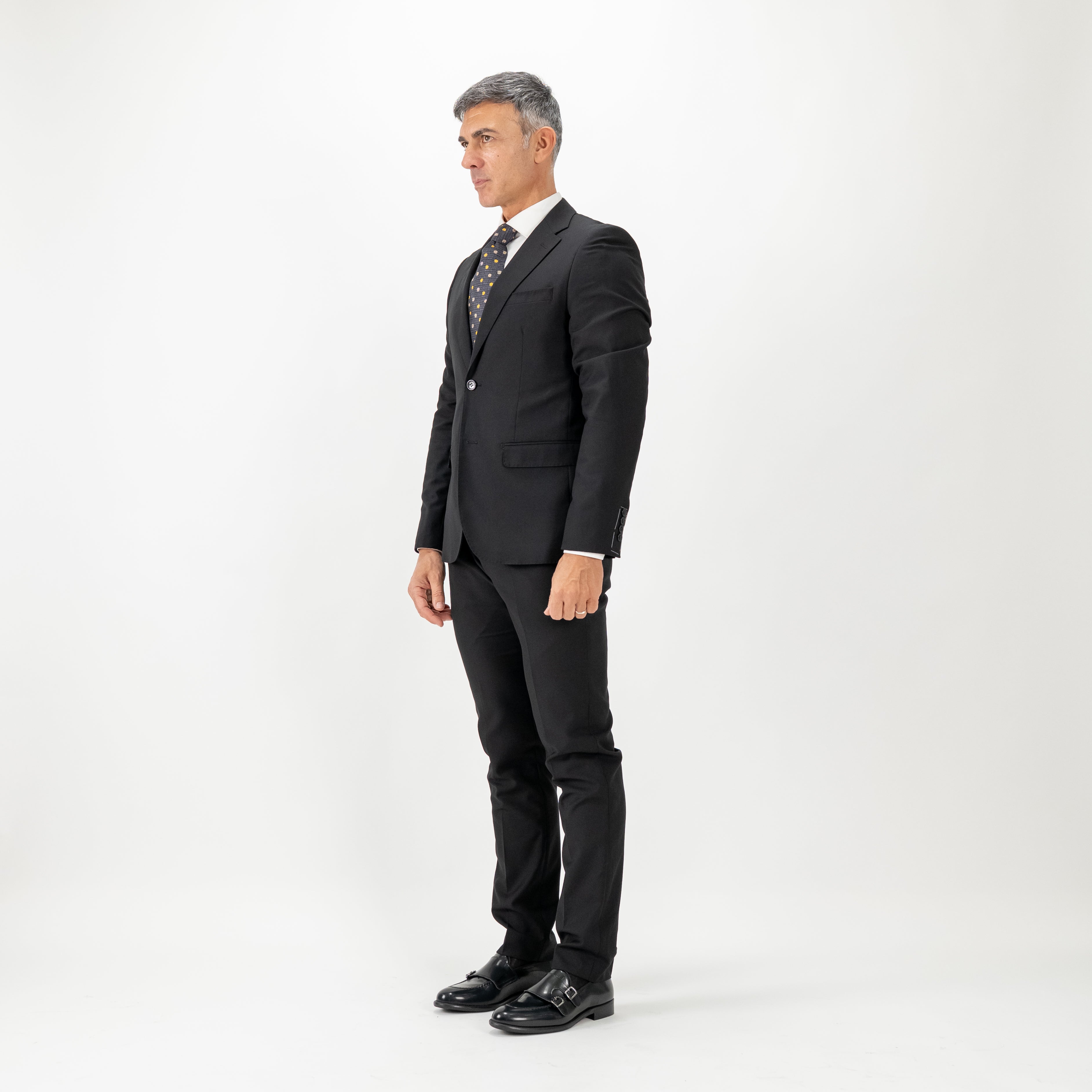Single-breasted suit with cropped trousers - Black