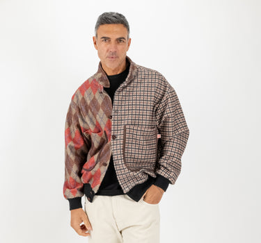 Giacca patchwork in 100% Lana