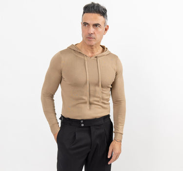 Thread sweater with hood - Beige