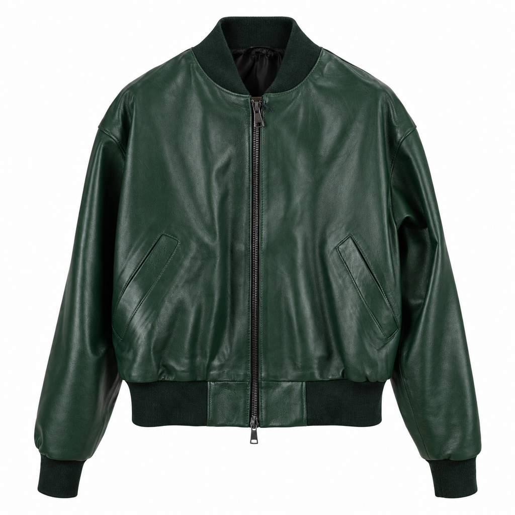 Bomber per Donna in vera pelle - Verde