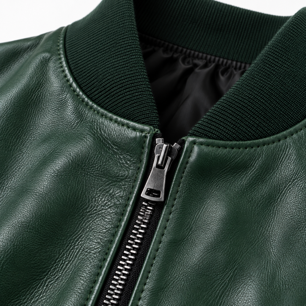 Bomber per Donna in vera pelle - Verde