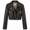 Chiodo Crop per Donna in vera pelle - Militare