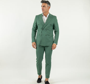 Melange Double Breasted Suit - Emerald