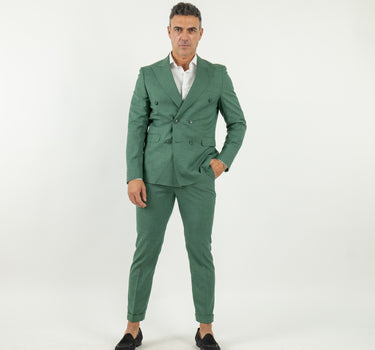 Melange Double Breasted Suit - Emerald