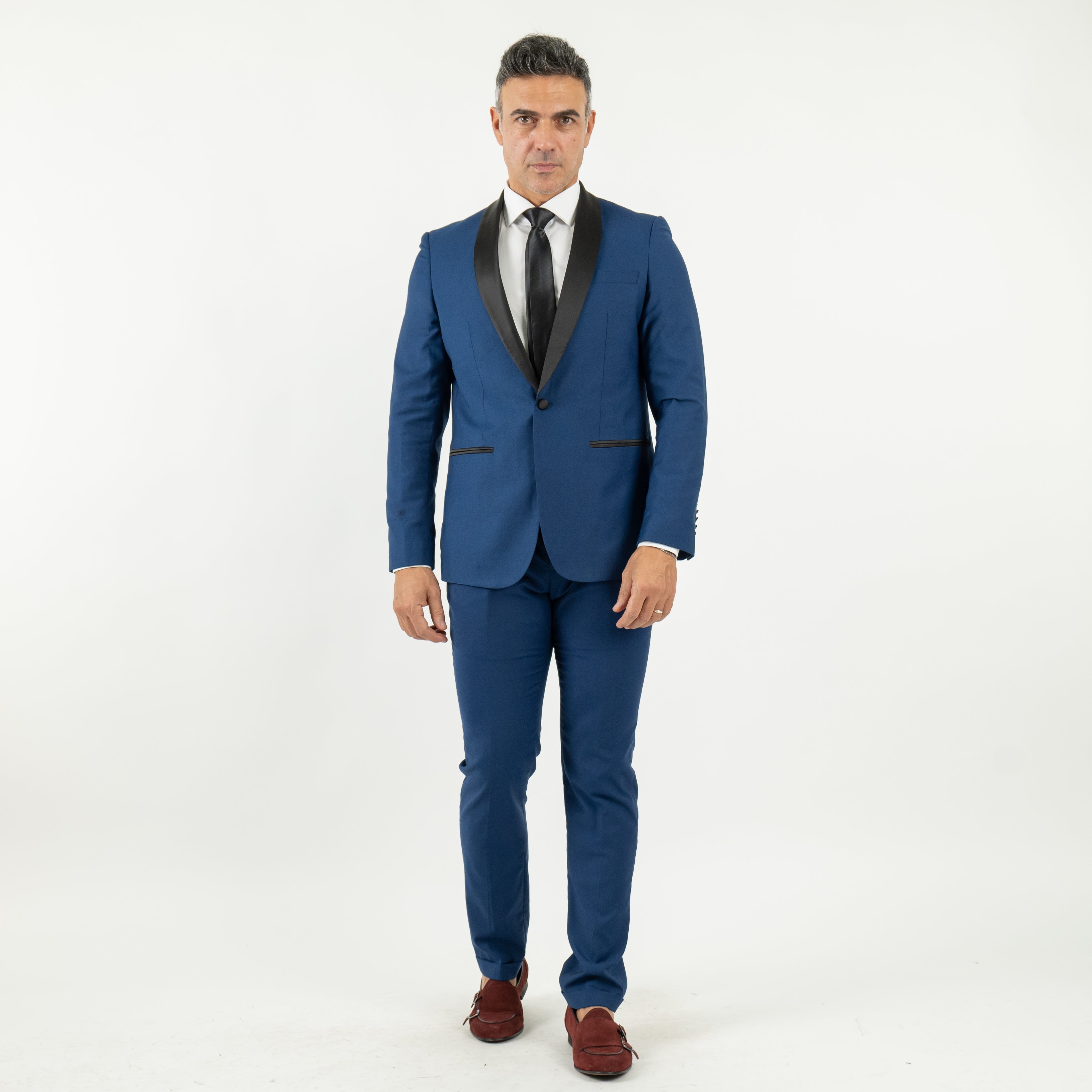 Esmoquin con Solapa Efecto Satén - Azul Royal