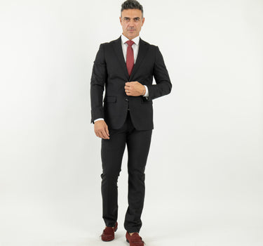 Single-breasted Suit with Stitched Lapel - Black