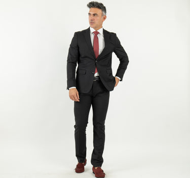 Single-breasted Suit with Stitched Lapel - Black