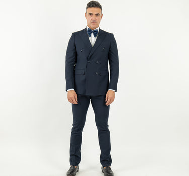Double-breasted suit with stitched lapel - Midnight Blue