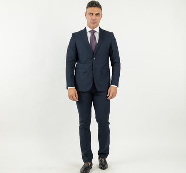 Single-breasted Suit with Stitched Lapel - Midnight Blue