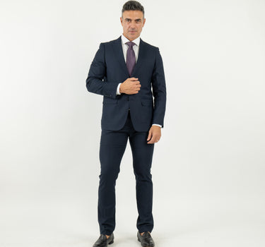 Single-breasted Suit with Stitched Lapel - Midnight Blue