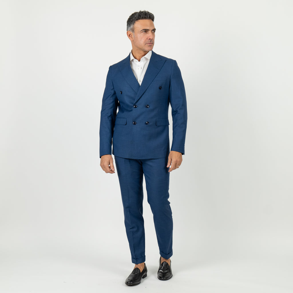 Melange Double Breasted Suit - Midnight Blue