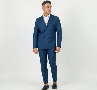 Melange Double Breasted Suit - Midnight Blue