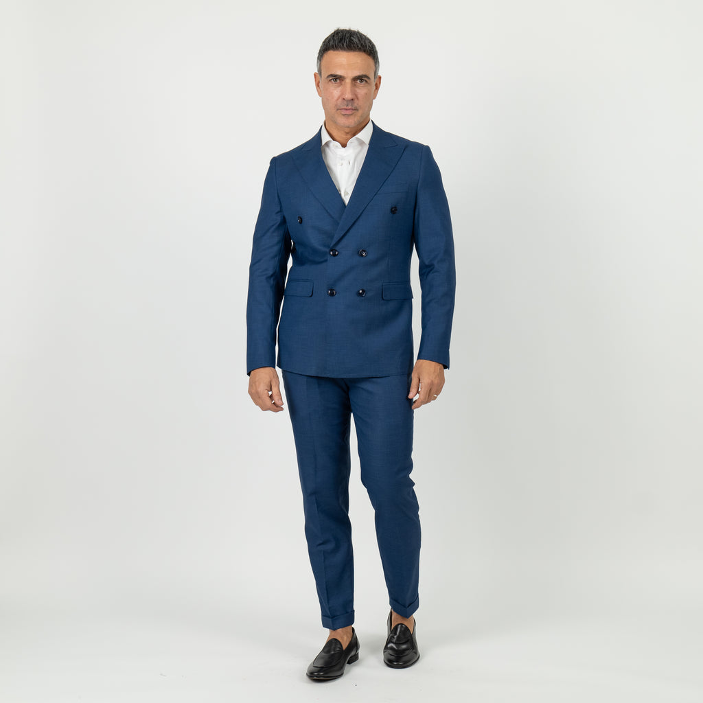 Melange Double Breasted Suit - Midnight Blue