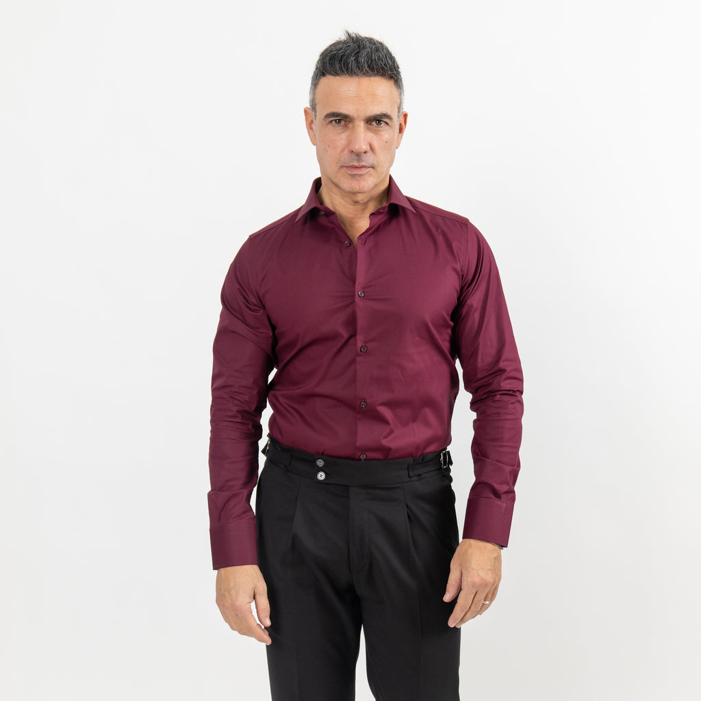 Solid color tailored shirt - Bordeaux