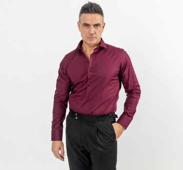 Solid color tailored shirt - Bordeaux