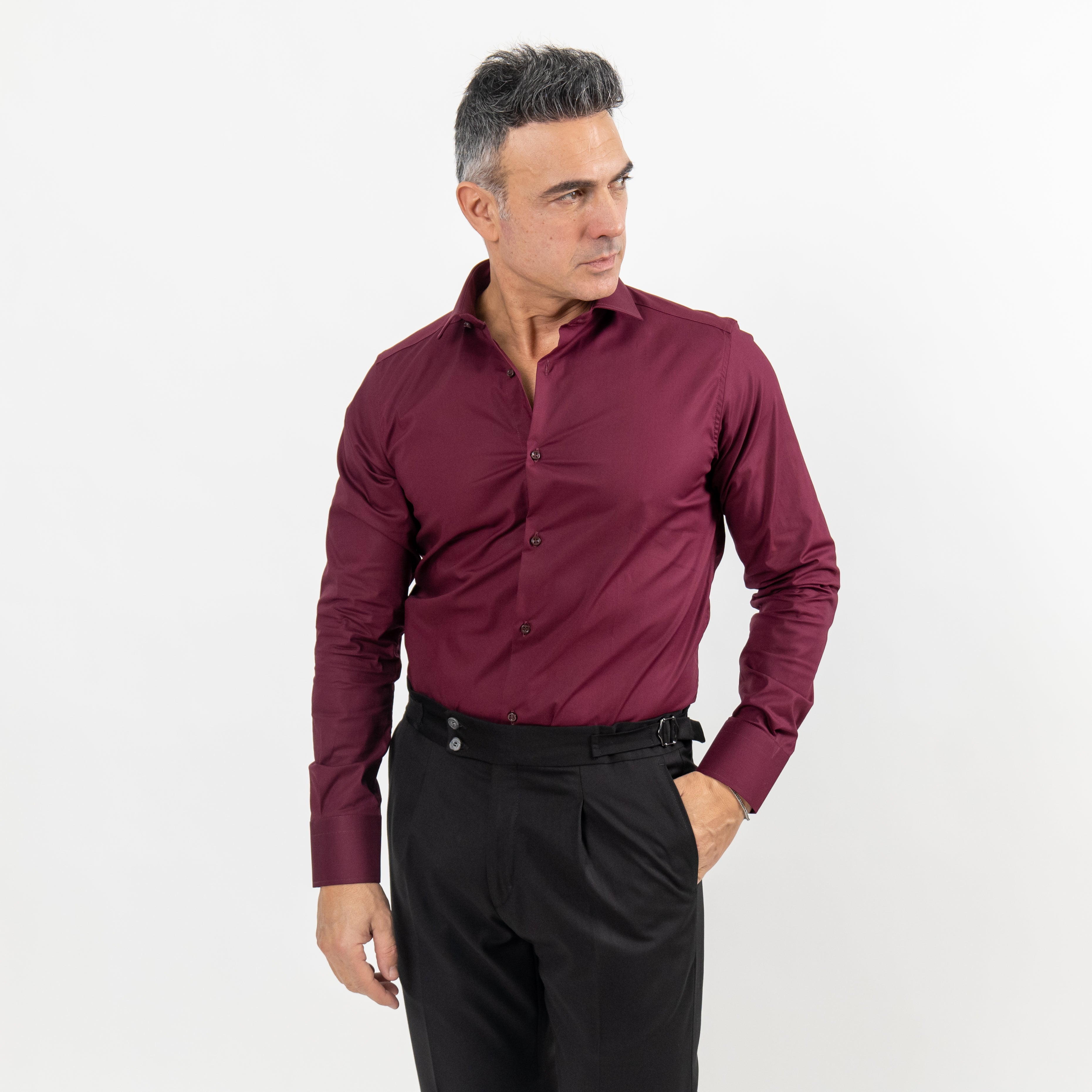 Camicia sartoriale tinta unita - Bordeaux