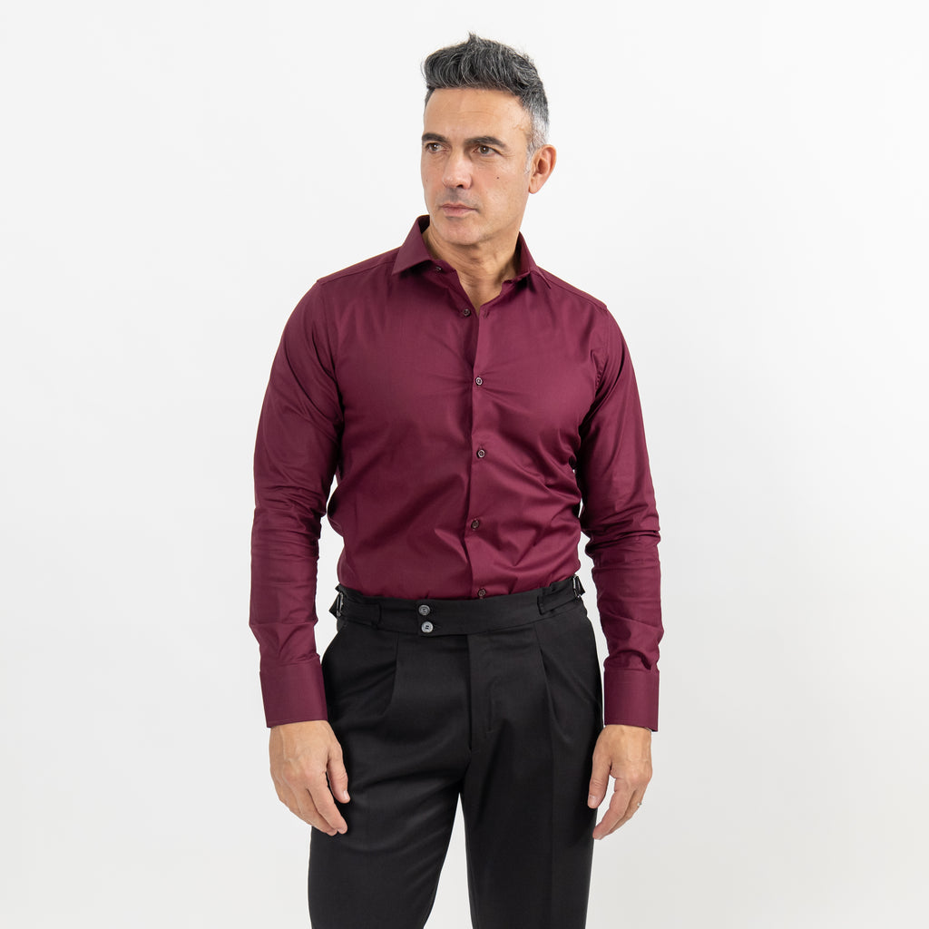Solid color tailored shirt - Bordeaux