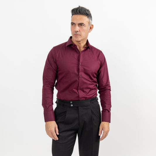 Camicia sartoriale tinta unita - Bordeaux