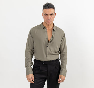 Long Sleeve Viscose Shirt - Military Green