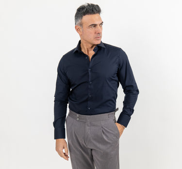 Solid color tailored shirt - Midnight blue