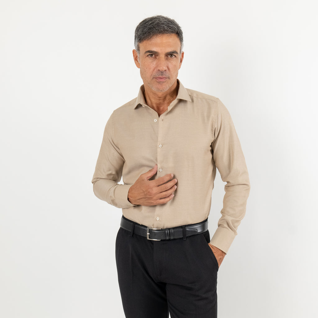 Camicia sartoriale tessuto Oxford - Beige