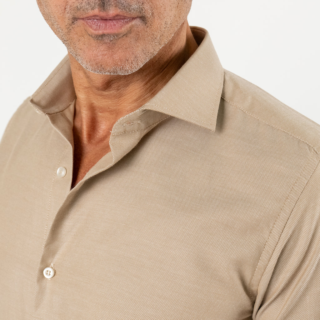 Camicia sartoriale tessuto Oxford - Beige