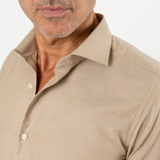 Camicia sartoriale tessuto Oxford - Beige