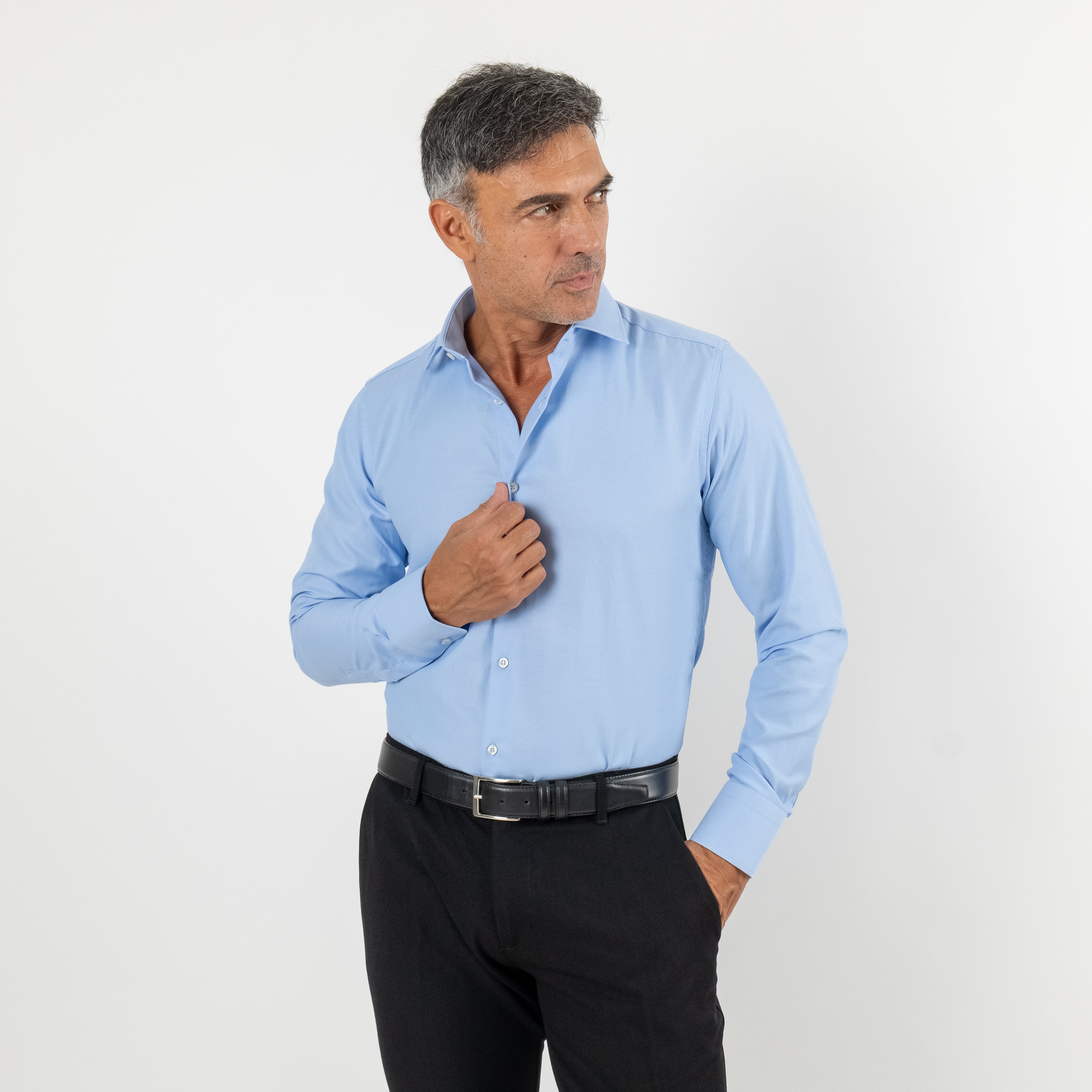 Camicia sartoriale tessuto Oxford - Celeste