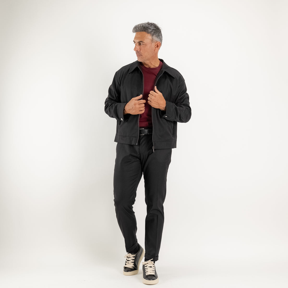 Ensemble veste zippée et pantalon avec élastique au dos - Noir