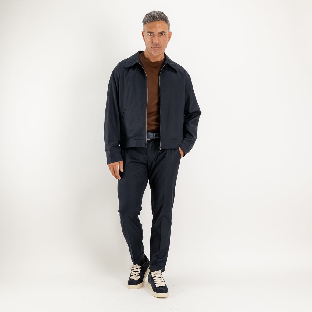 Ensemble veste zippée et pantalon à taille élastiquée au dos - Bleu