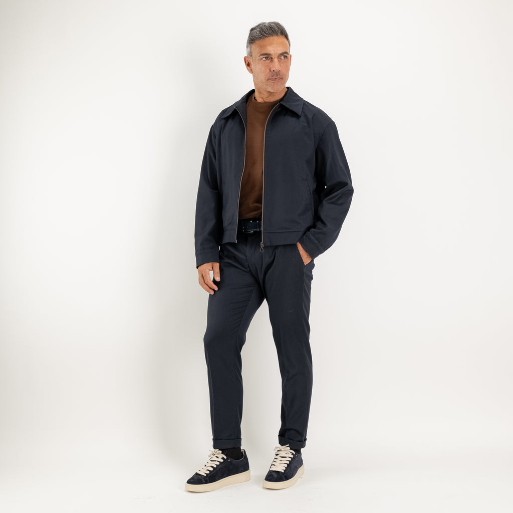 Ensemble veste zippée et pantalon à taille élastiquée au dos - Bleu