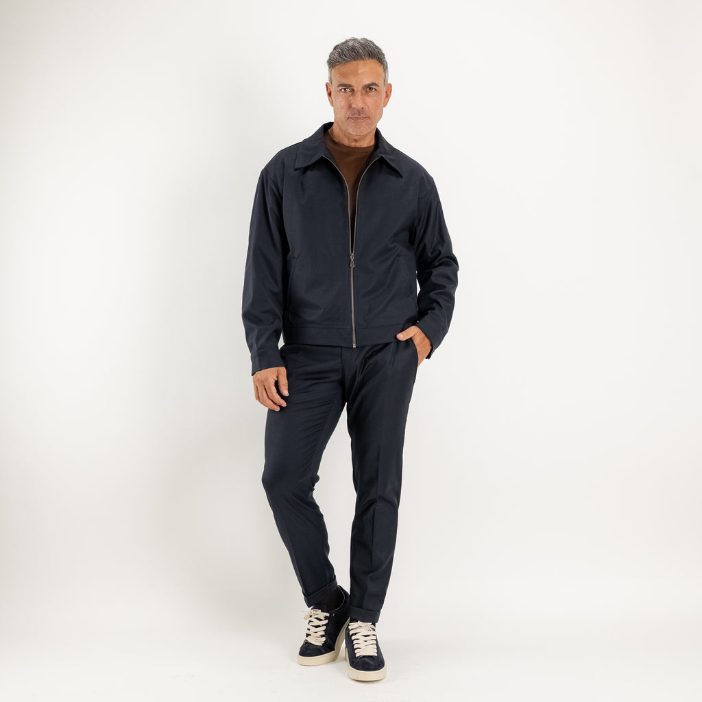 Ensemble veste zippée et pantalon à taille élastiquée au dos - Bleu