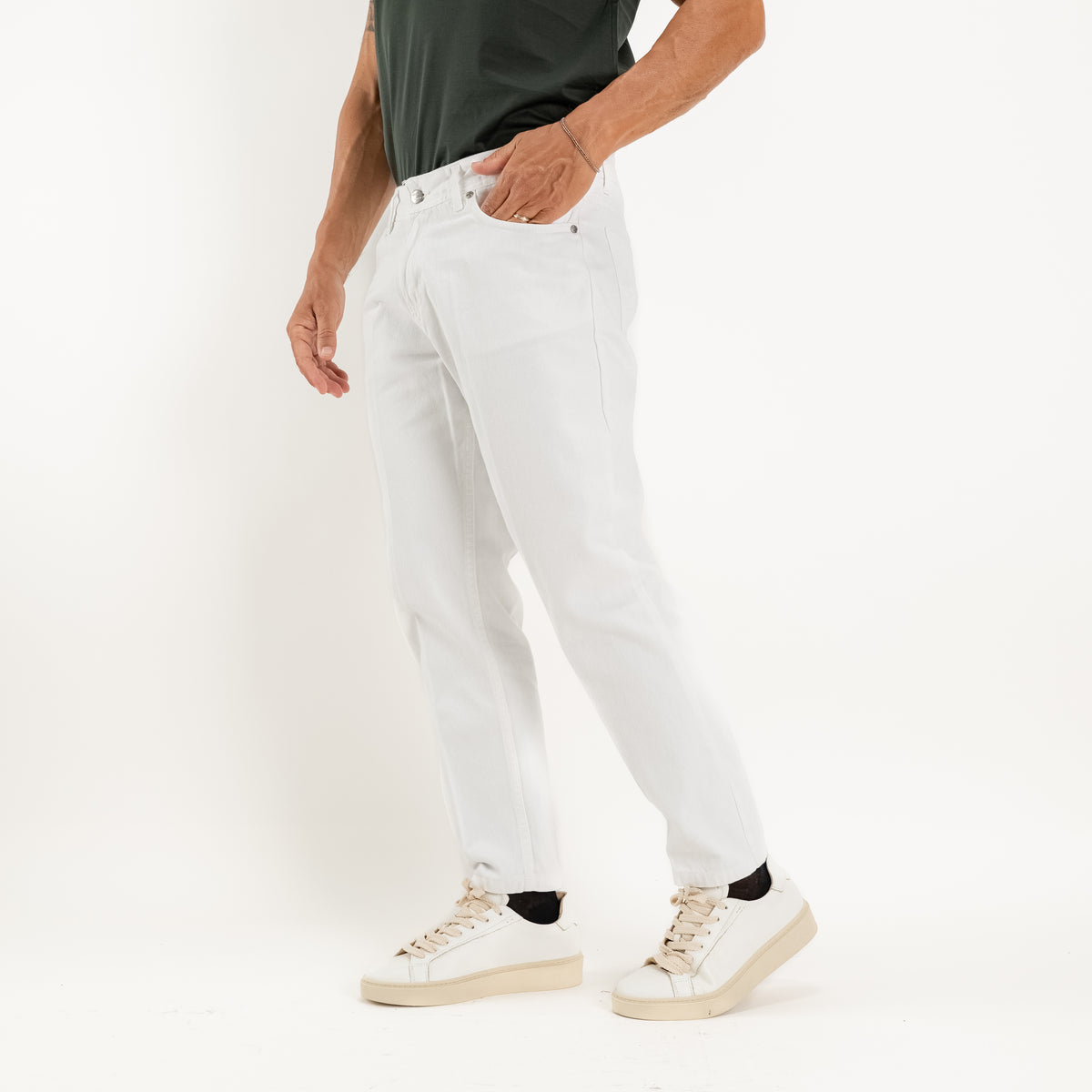 Jean sartorial uni - Blanc