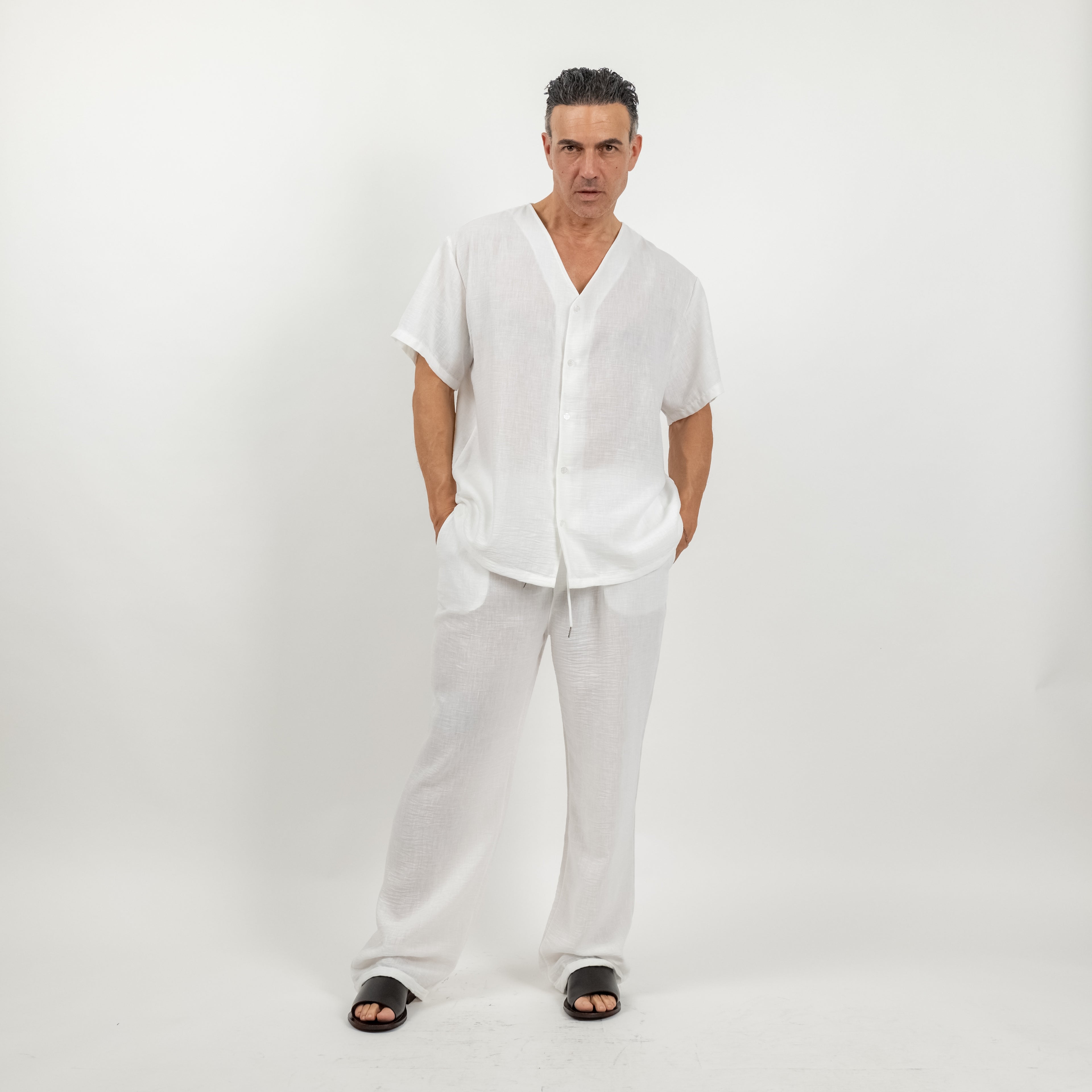 Coordinato effetto lino - Bianco