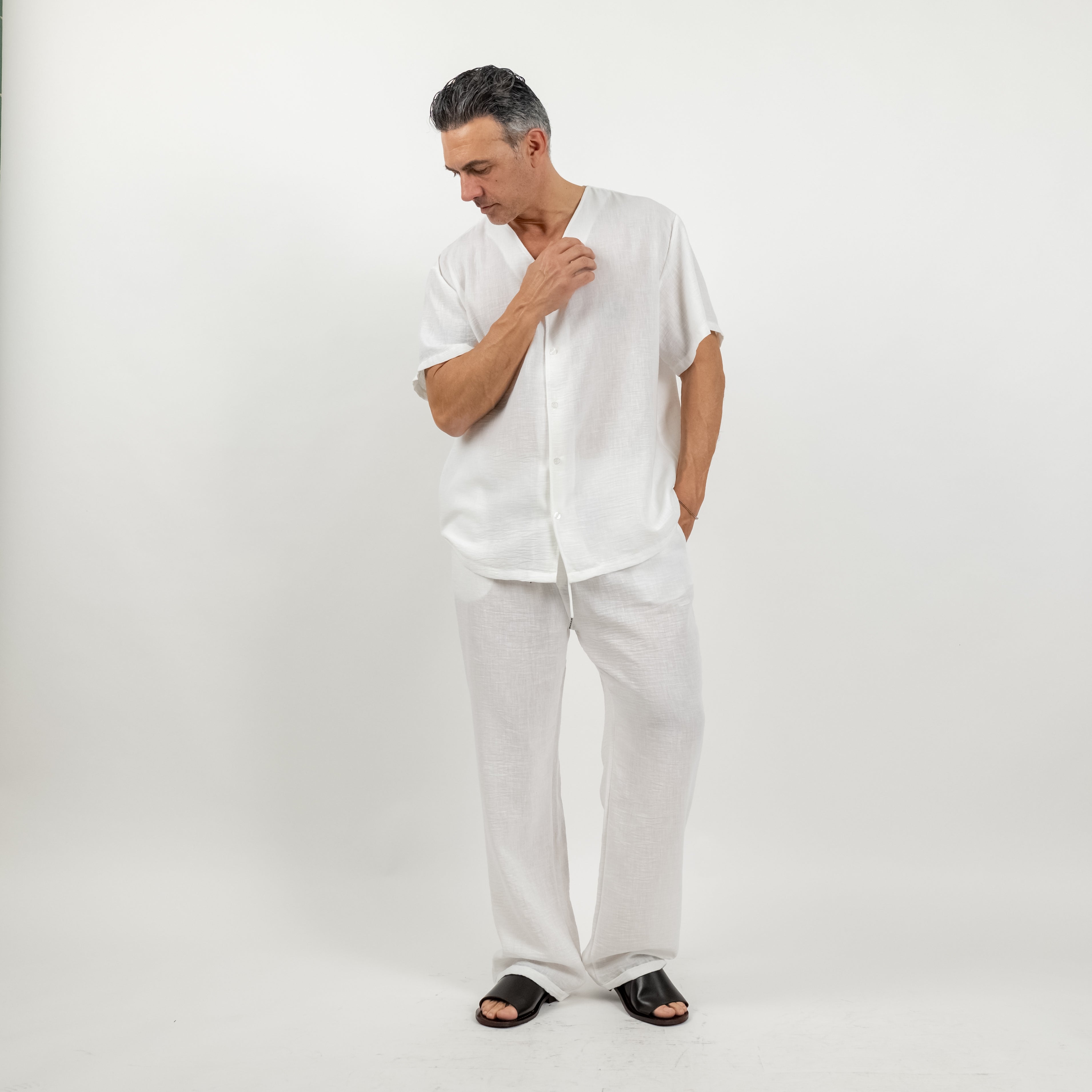 Coordinato effetto lino - Bianco